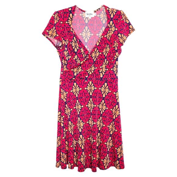 Leota Sweetheart Jersey Knit Faux Wrap Dress in Terazzo Print Size Medium - Picture 5 of 9